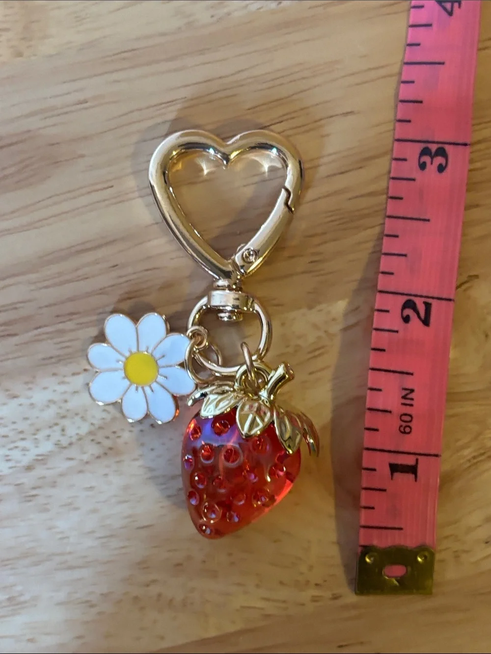 Woman’s Cute Strawberry & Daisy Keychain or Bagcharm